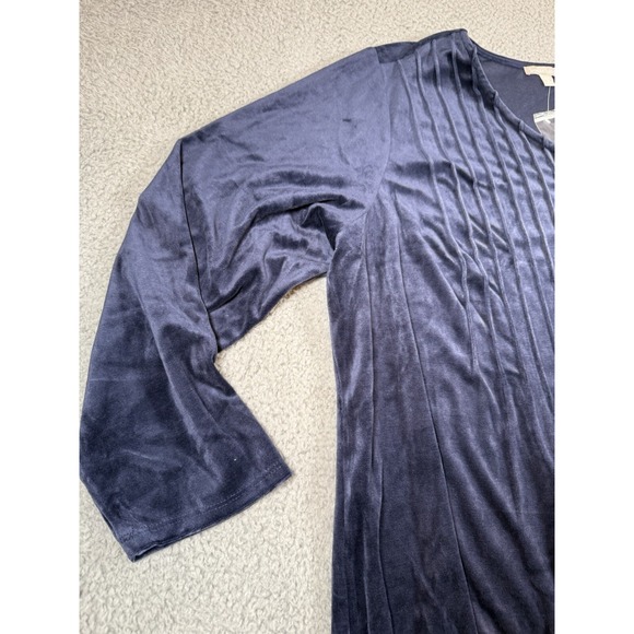 Woman Within Velvet Tunic Top Womens 2X 26 28 Blue Button Front Stretch Soft - Picture 3 of 12